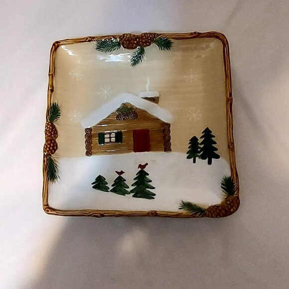 Christmas St. Nicholas Square Heartland Serving Platter.  9 3/8" Heavy Cabincore - Picture 1 of 8